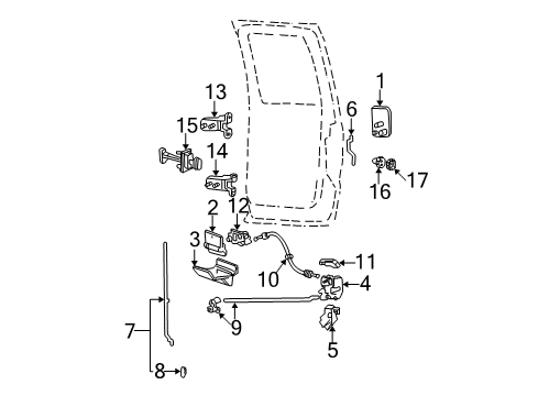 2003 Ford F-250 Super Duty Front Door Window Regulator Diagram for 1C3Z-2523201-BA