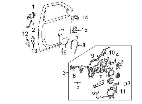 2008 Chevrolet Uplander Front Door - Lock & Hardware Harness Asm, Front Side Door Door Wiring Diagram for 89045633