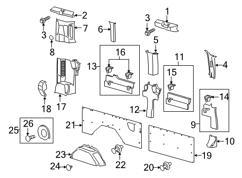 2018 Ford Transit-150 Interior Trim - Side Panel Rear Pillar Trim Diagram for EK4Z-6131011-AA