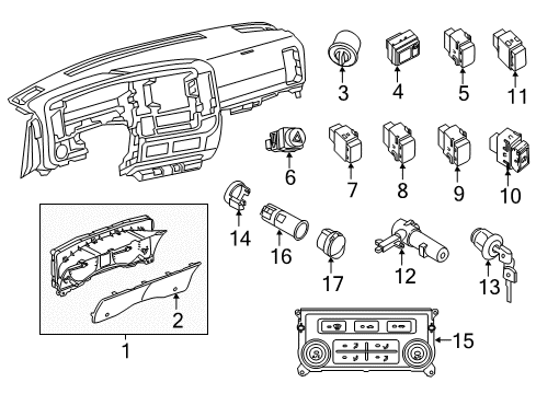 2018 Nissan NV3500 A/C & Heater Control Units Control Assembly-Air Conditioner Diagram for 27510-1PB0A