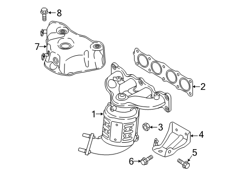 2019 Kia Sportage Exhaust Manifold Exhaust Manifold Catalytic Assembly Diagram for 285102GCG0