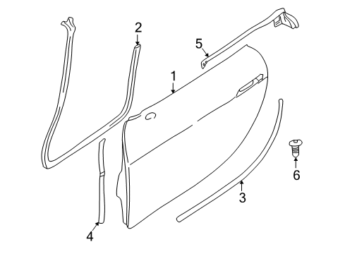 2000 BMW Z8 Door & Components Channel Sealing, Door Left Diagram for 51338232343