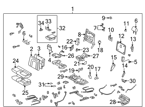 2014 Toyota Land Cruiser Second Row Seats Armrest Assembly Diagram for 72830-60300-C3