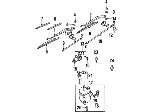 2001 Infiniti G20 Wiper & Washer Components Window Wiper Blade Assembly Diagram for 28890-1E301