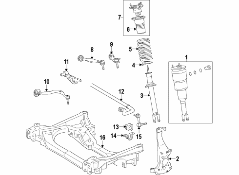 2013 Lexus LS460 Front Suspension Components, Lower Control Arm, Upper Control Arm, Ride Control, Stabilizer Bar Cylinder Assembly, Pneumatic Diagram for 48020-50321