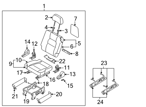 2002 Kia Sedona Rear Seat Components Head Rest Assembly Diagram for 0K52Y57340444