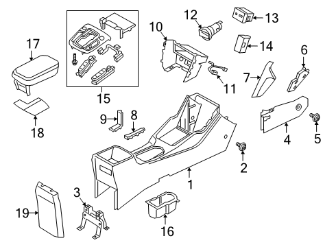 2021 Hyundai Kona Console Cup Holder Assembly Diagram for 84670-J9030-TRY