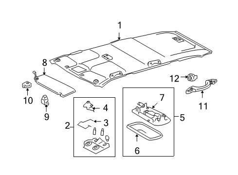 2007 Toyota Highlander Interior Trim - Roof Sunvisor Holder Diagram for 74348-12040-B8