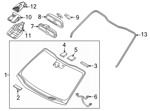 2016 Kia Sedona Windshield Glass, Reveal Moldings Cover-Rear View Inside Diagram for 851302G000