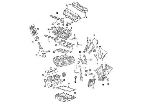 2005 Ford Freestyle Engine Parts, Mounts, Cylinder Head & Valves, Camshaft & Timing, Oil Pan, Oil Pump, Crankshaft & Bearings Oil Pan Diagram for 5F9Z-6675-AA