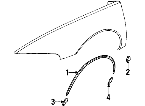 1996 Buick Riviera Exterior Trim - Fender Molding Asm-Front Fender Center Rear Diagram for 25686097