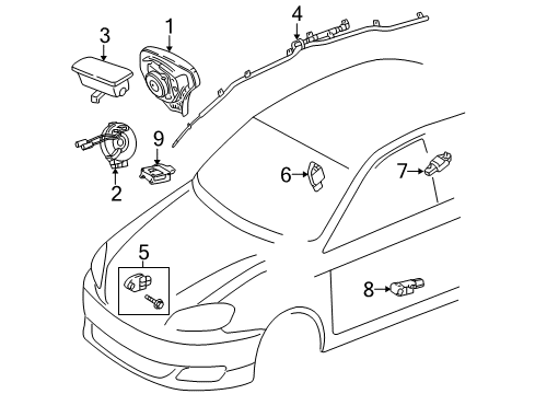 2006 Toyota Corolla Air Bag Components Front Sensor Diagram for 89173-09170