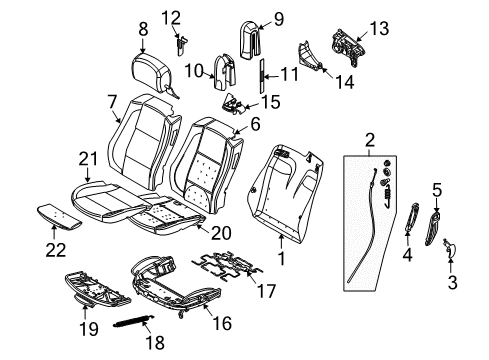 2009 BMW 650i Front Seat Components Basic Seat Upholstery, Right Diagram for 52109142378