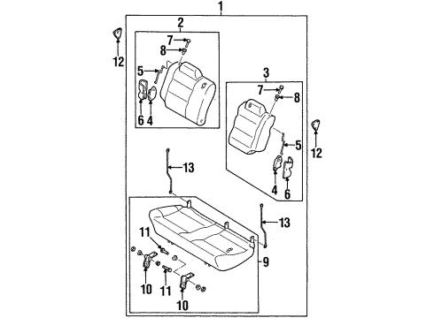 2000 Kia Sportage Rear Seat Components Rear Seat Cushion Cover Diagram for 0K08A57310D96