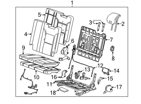 2019 Chevrolet Tahoe Third Row Seats Seat Frame Diagram for 84044946