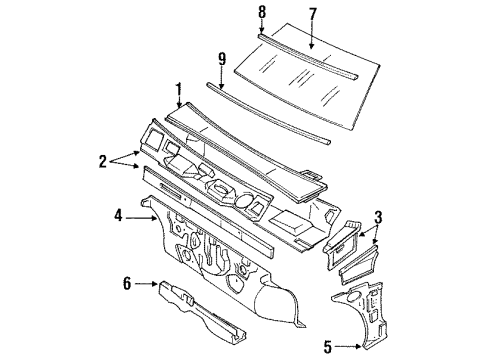 1986 Nissan Pulsar NX Cowl Panels Windshield Wiper Arm Assembly Diagram for 28880-06M01
