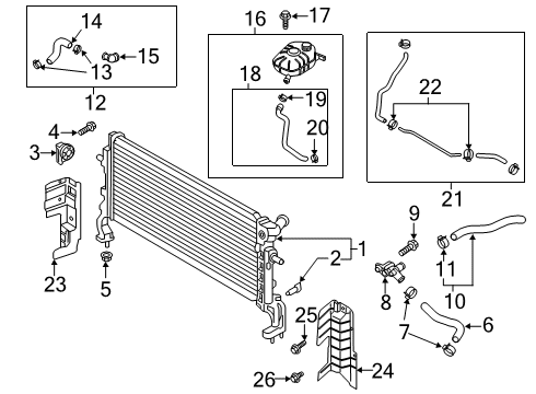 2019 Hyundai Veloster Radiator & Components, Water Pump, Cooling Fan Reservoir Tank Assembly Diagram for 25430F2400