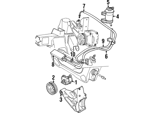 1999 Mercury Mountaineer P/S Pump & Hoses, Steering Gear & Linkage, Power Steering Oil Cooler Upper Return Hose Diagram for F77Z-3A713-DA