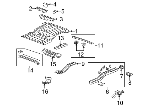 2009 Buick Enclave Rear Body - Floor & Rails Plate Diagram for 15119906