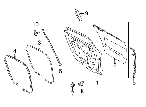 2019 Lincoln MKZ Rear Door Front Weatherstrip Diagram for DP5Z-5425324-C