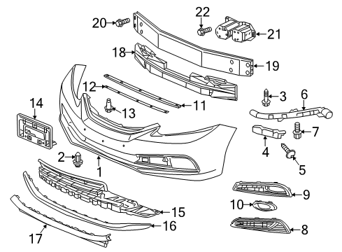 2015 Honda Civic Front Bumper Spacer, R. FR. Bumper Diagram for 71193-TR0-A01