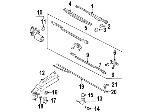 2002 Isuzu Rodeo Windshield - Wiper & Washer Components Motor Assembly, Front Washer Tank Diagram for 8-97302-255-0