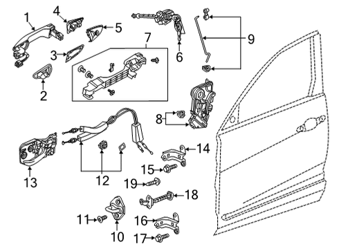2021 Acura TLX Front Door Switch Assembly Diagram for 35750-TGV-A01