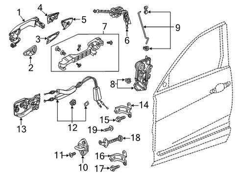 2021 Acura TLX Front Door Base, Left Front Diagram for 72182-TGV-A71