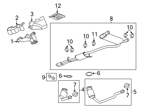 2008 Saturn Vue Exhaust Components, Exhaust Manifold Exhaust Muffler (W/Resonator, Exhaust & Tail Pipe) Diagram for 25921141