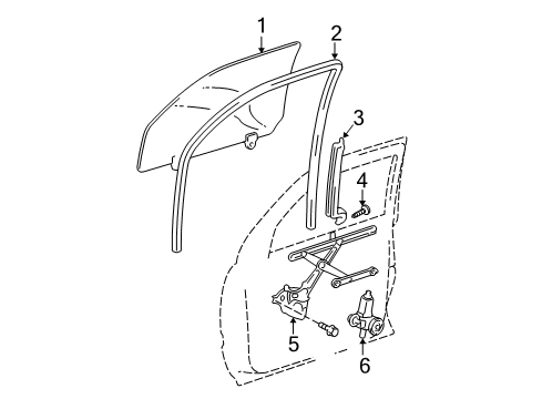 2004 Lexus RX330 Rear Door Run, Front Door Glass, LH Diagram for 68151-48031