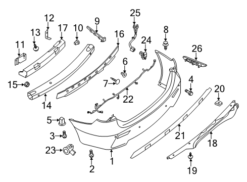 2013 Nissan Pathfinder Rear Bumper Sonar Sensor Assembly Diagram for 25994-3JA0B