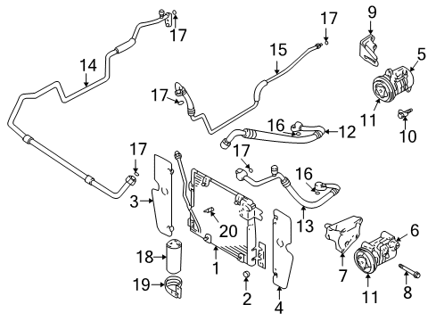 1999 Chevrolet Tracker A/C Condenser, Compressor & Lines Fan, A/C Condenser Diagram for 91177108