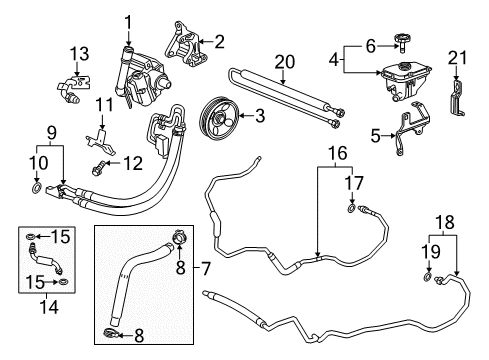 2019 Cadillac XTS P/S Pump & Hoses, Steering Gear & Linkage Lower Return Hose Diagram for 23122441