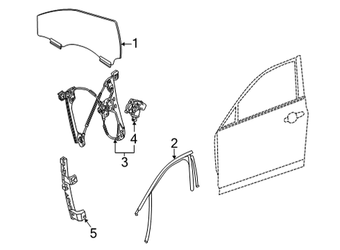 2020 Cadillac CT5 Front Door Run Weatherstrip Diagram for 84711077