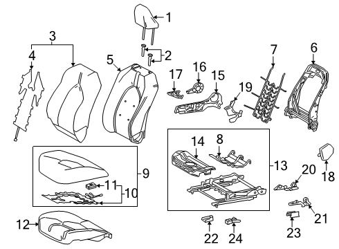 2018 Toyota Camry Passenger Seat Components Seat Back Frame Diagram for 71013-06520
