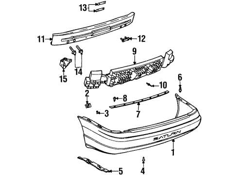 2000 Saturn SL Rear Bumper Cowl Trim Retainer Diagram for 11519807