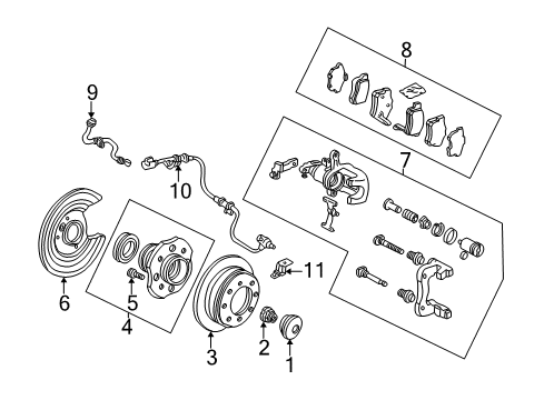 2002 Acura TL Brake Components Sensor Assembly, Left Rear Diagram for 57475-S0K-A53