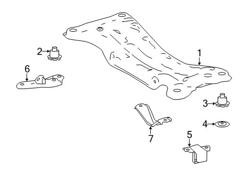 2015 Toyota Avalon Suspension Mounting - Rear Suspension Crossmember Lower Insulator Diagram for 52272-07020