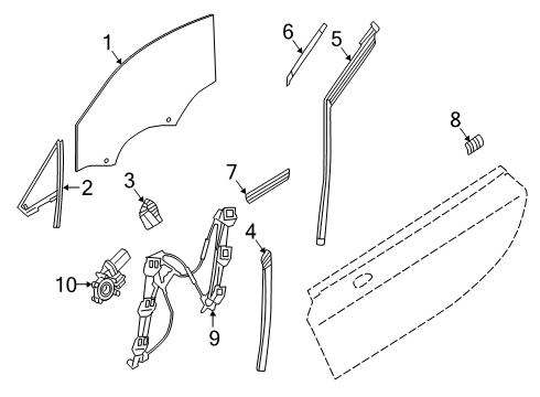 2020 BMW i8 Door Left Window Guide Diagram for 51337457943