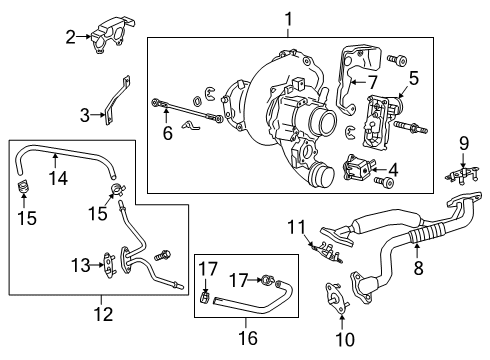 2019 GMC Sierra 1500 Turbocharger Support Brace Diagram for 12664494