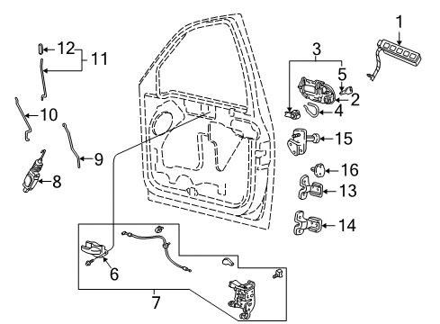 2002 Ford F-150 Front Door - Lock & Hardware Check Arm Diagram for 6L3Z-1522886-A