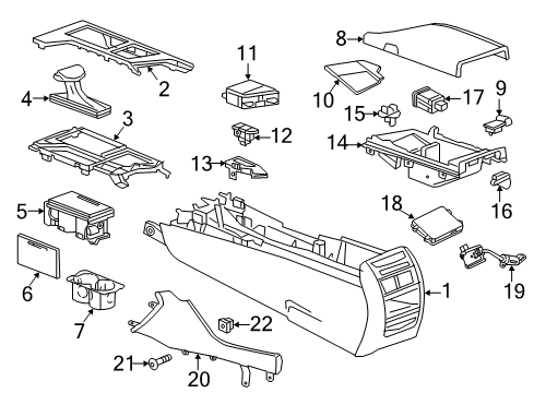 2018 Cadillac CT6 Center Console Console Assembly Diagram for 84125894