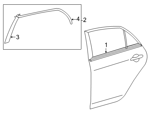 2012 Toyota Corolla Exterior Trim - Rear Door Belt Molding Diagram for 75740-02190