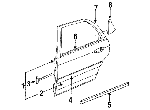 1991 Acura Legend Rear Door Seal, Left Rear Door Sill (Lower) Diagram for 72975-SP0-003