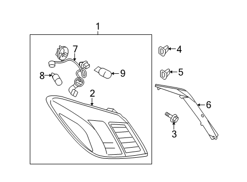 2009 Nissan Murano Combination Lamps Lamp Assembly-Rear Combination, LH Diagram for 26555-1AA0C