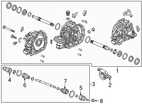 2018 Acura MDX Axle & Differential - Rear Boot Set, Inboard Diagram for 42017-TRX-R00