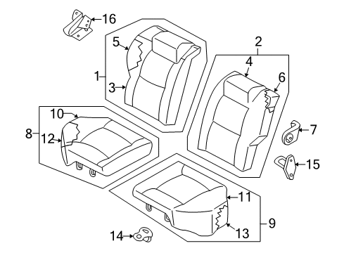 Diagram for 2001 Nissan Xterra Rear Seat Components 