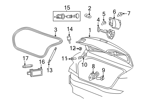 2009 Chrysler Sebring Trunk Hinge-Deck Lid Diagram for 5074539AG