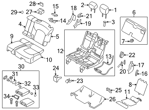 2011 Infiniti QX56 Second Row Seats Heater Unit Assembly-Rear Seat Cushion Diagram for 88335-1LA0A