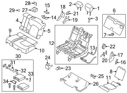 2012 Infiniti QX56 Heated Seats Pad Assembly - 2ND Seat Back, LH Diagram for 88661-1LB0A